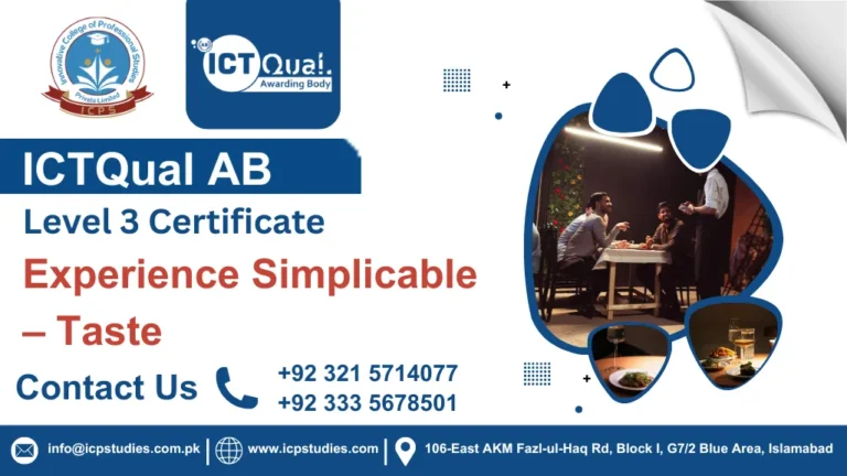 ICTQual AB Level 3 Certificate in Experience Simplicable – Taste