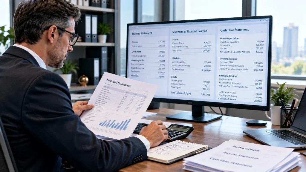 Accountant Reviewing Financial Statements