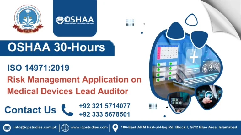 OSHAA 30-Hours ISO 14971:2019 - Risk Management Application on Medical Devices Lead Auditor