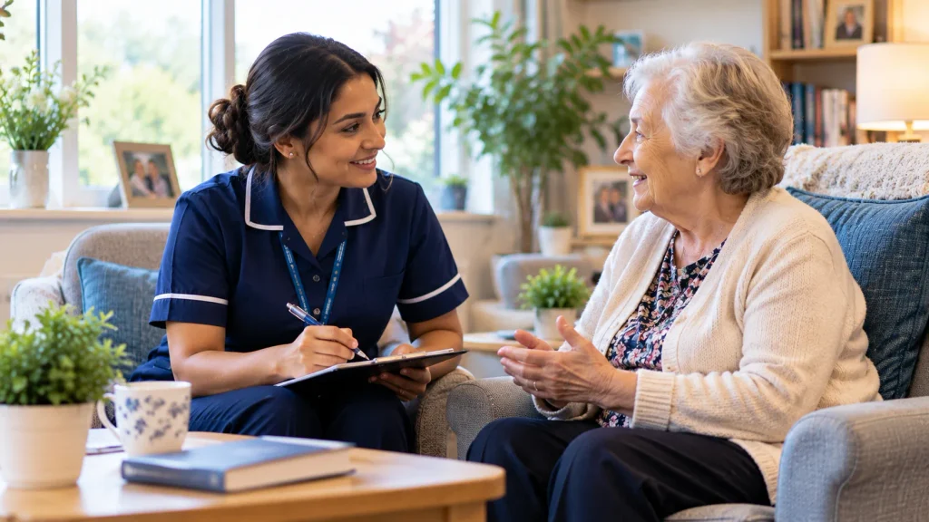 OTHM Level 5 Diploma in Health and Social Care Management: A Complete Guide for Learners 6 Caring Conversation in a Cozy Home