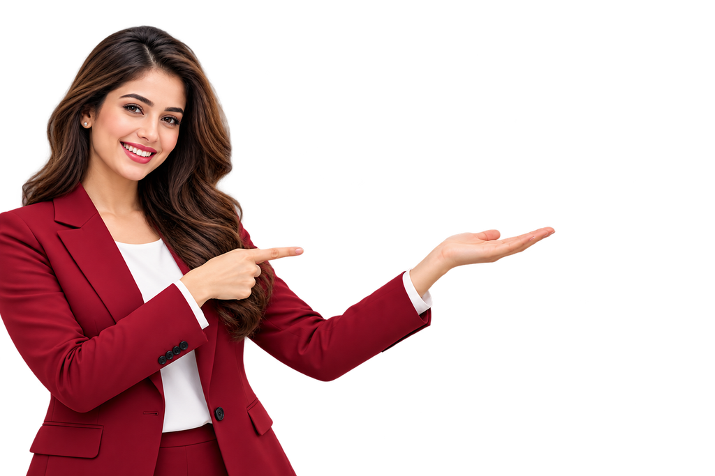 Professional Woman Presenting Rightward